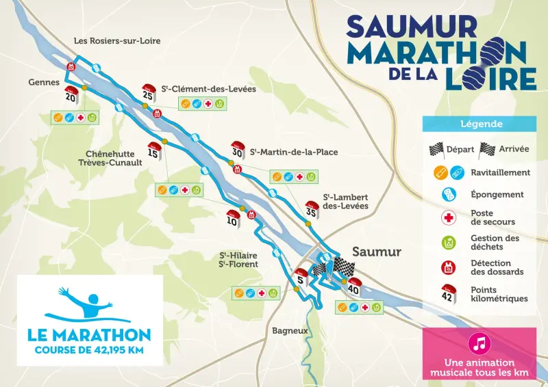 Saumur Marathon de la Loire course map and route