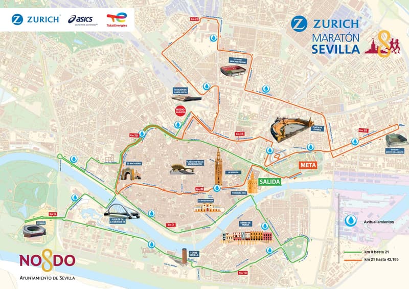 Seville Marathon course map and route