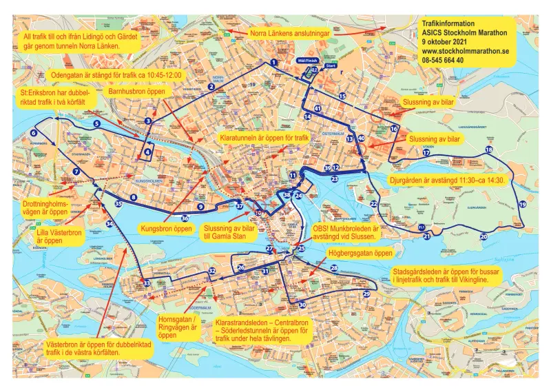 Stockholm Marathon course map and route