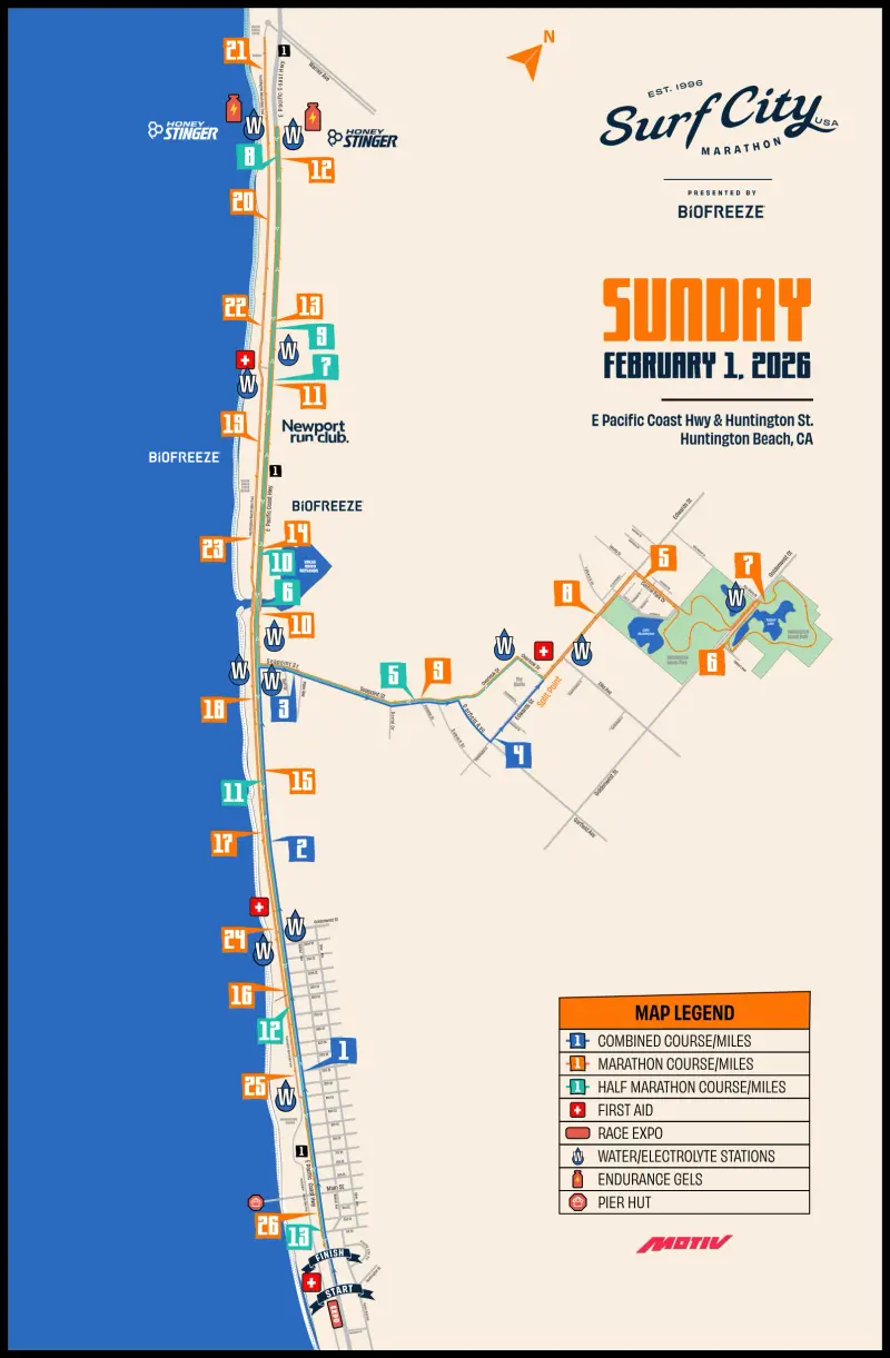 Surf City Marathon course map and route