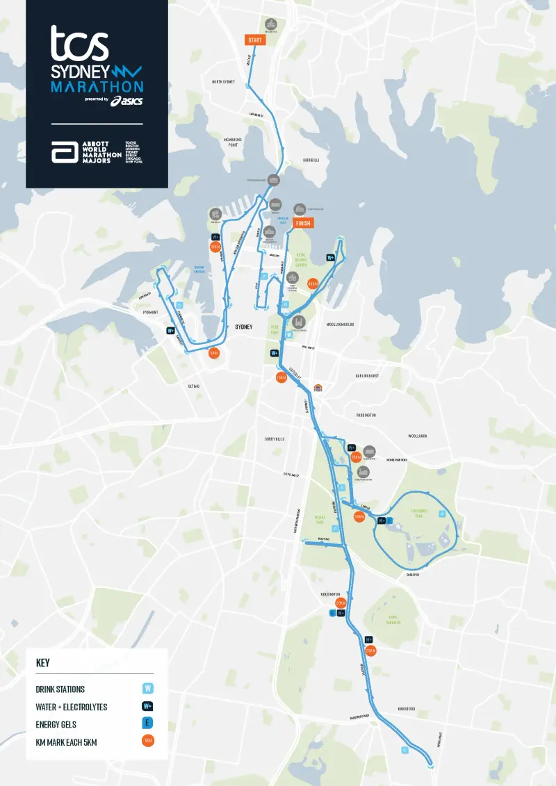 Sydney Marathon course map and route