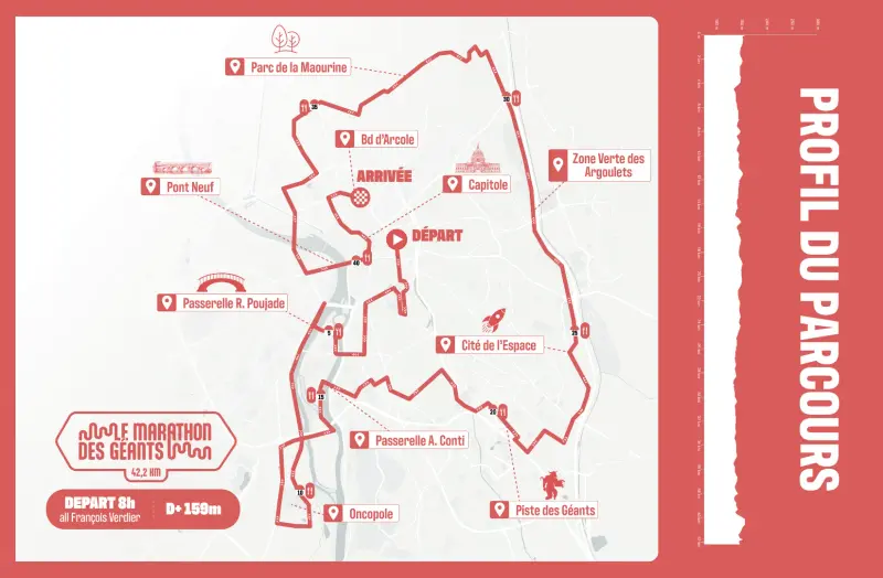 Toulouse Marathon course map and route