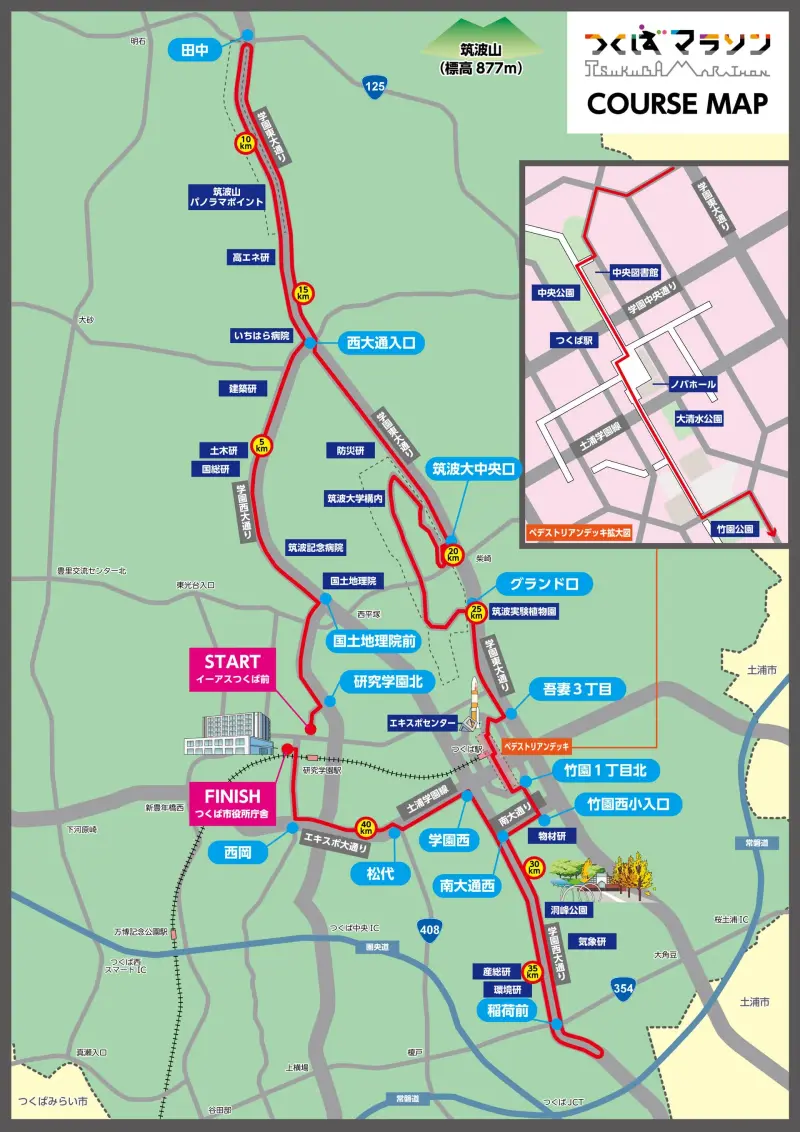 Tsukuba Marathon course map and route