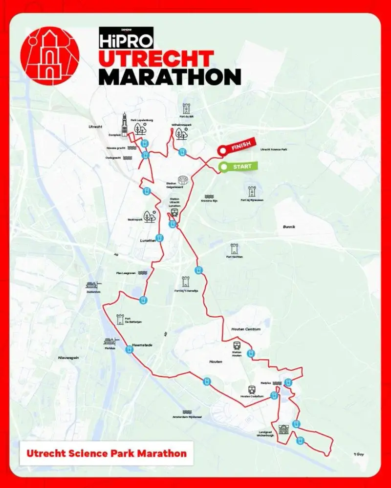 Utrecht Marathon course map and route
