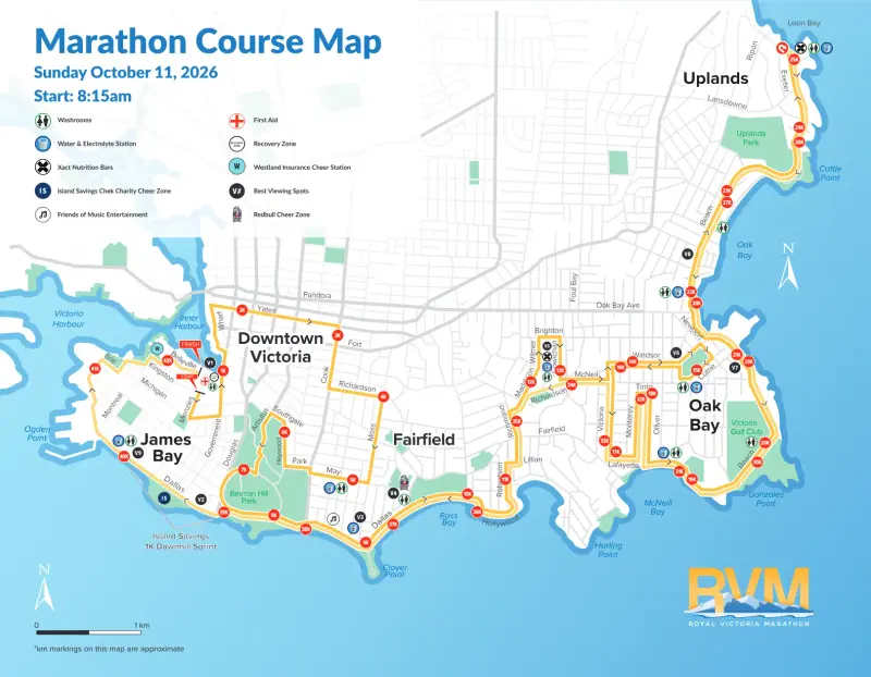 Victoria Marathon course map and route