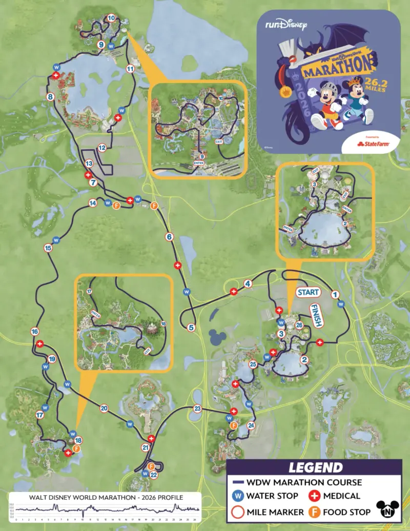 Walt Disney World Marathon course map and route