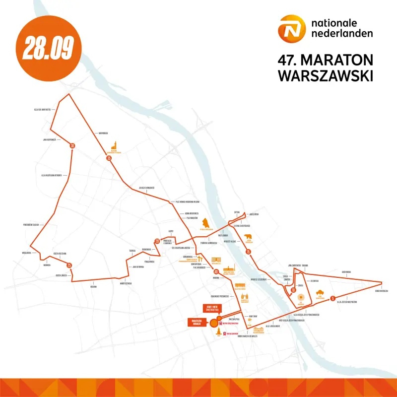Warsaw Marathon course map and route