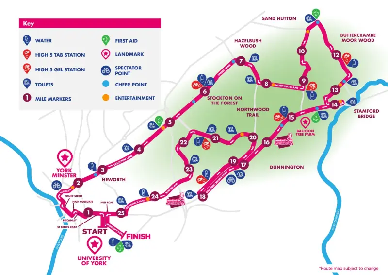 Yorkshire Marathon course map and route
