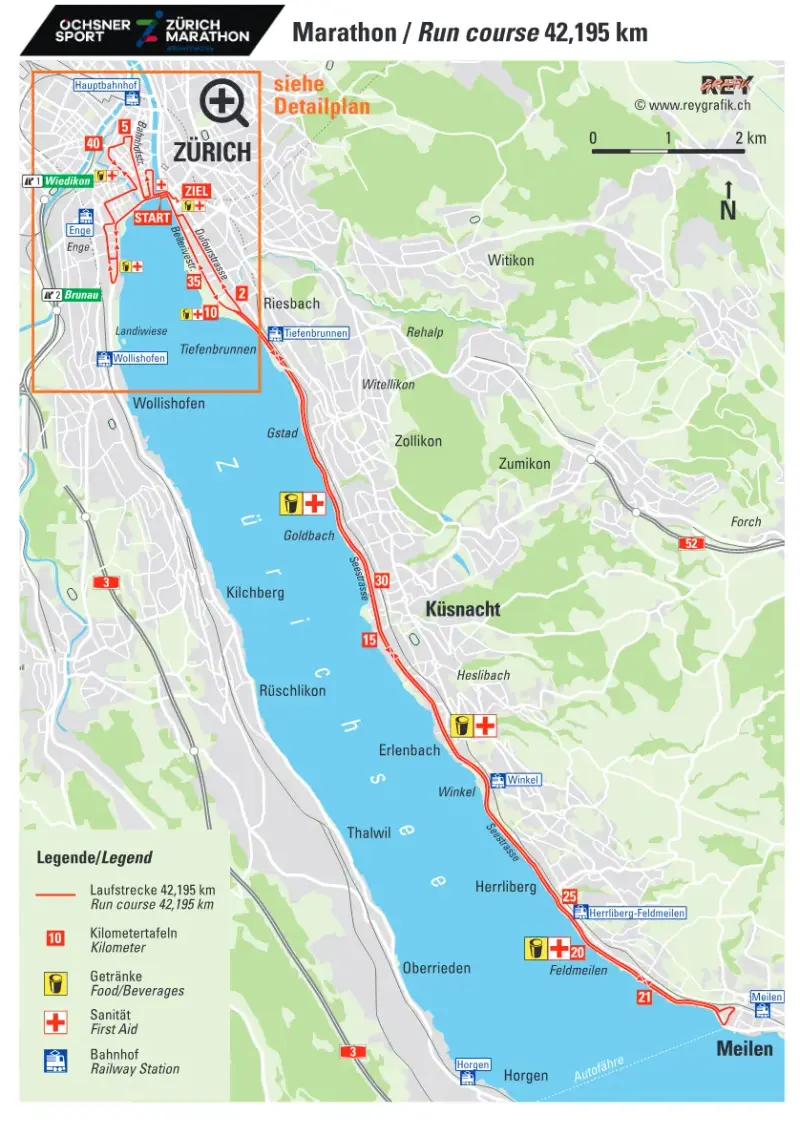 Zurich Marathon course map and route
