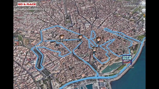 Palma Marathon Mallorca 2023: fly over the marathon 3D course map! video thumbnail