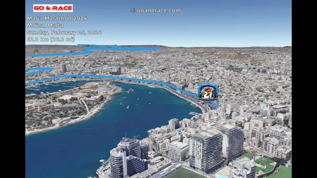 Malta Marathon 2024: fly over the marathon 3D course map! video thumbnail
