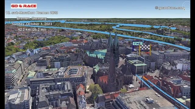 18. swb-Marathon Bremen 2023: fly over the marathon 3D course map! video thumbnail
