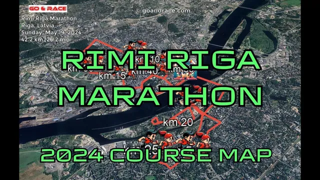 Rimi Riga Marathon (2024): fly over the marathon course! Video of the race path. video thumbnail