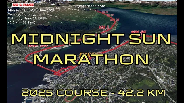 Midnight Sun Marathon 2025: fly over the marathon course! Video of the race path. video thumbnail