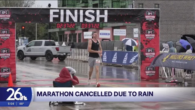 Green Bay marathon canceled mid-race after heavy rain hits course video thumbnail