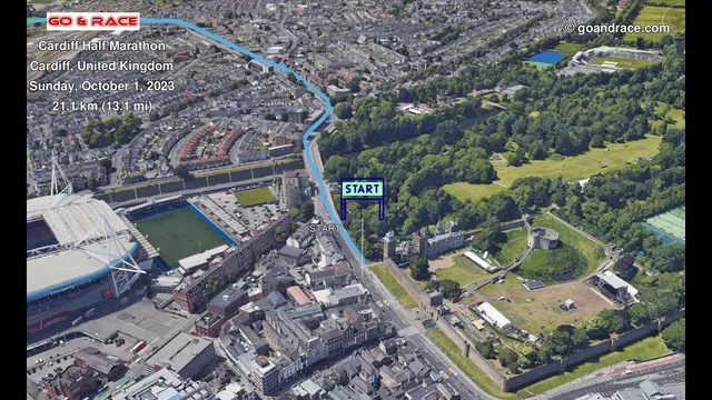 Cardiff Half Marathon: fly over the half-marathon 3D course map! video thumbnail