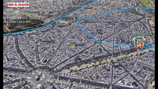 Schneider Electric Marathon de Paris (2024): fly over the marathon 3D course map! video thumbnail